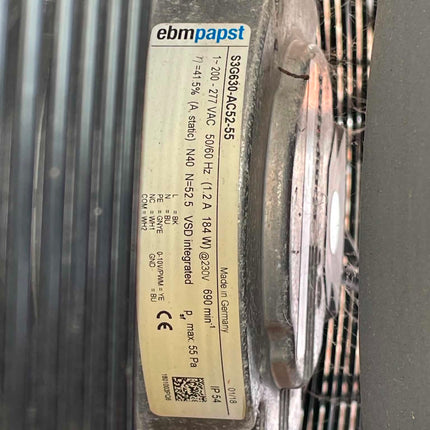 Ebmpapst fläkt, modell S3G630-AC52-55